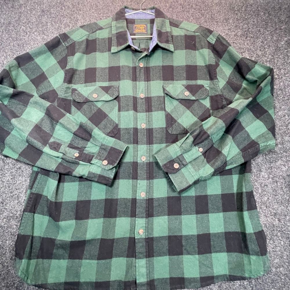 Jachs MFG Flannel Shirt XL Green Black Buffalo Plaid Heritage Lumberjack Gorp